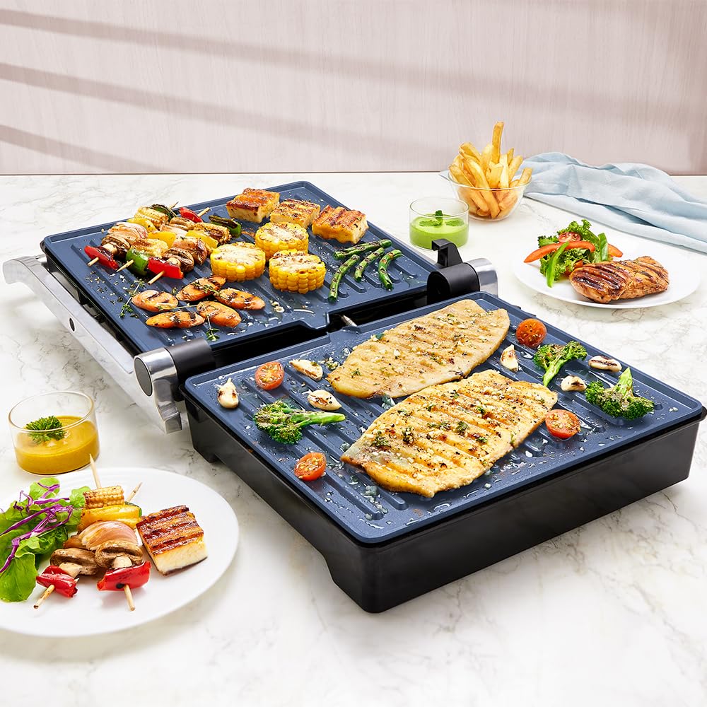 Borosil Jumbo 180° Grill Sandwich Maker 1500 W, opens 180°, 4 sandwiches