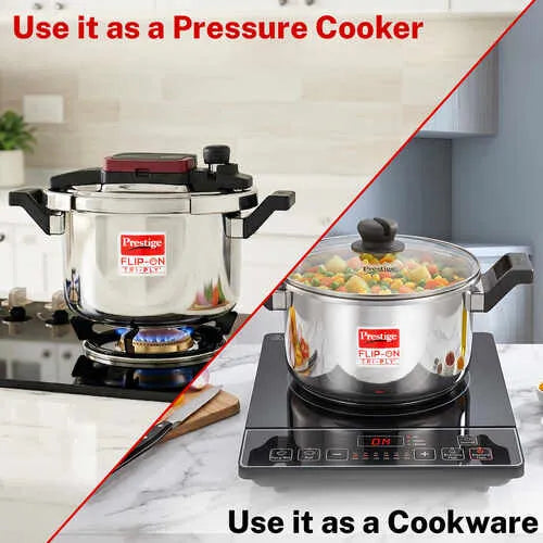 Prestige Flip-On Tri-Ply Stainless Steel Pressure Cooker 3 L 180M With Glass Lid 20711