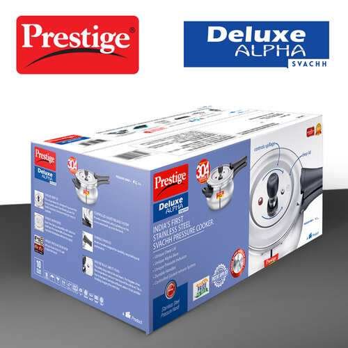 Prestige Deluxe Alpha Svachh Stainless Steel Spillage Control Junior Handi Pressure Cooker, 4 L (Silver) 20268