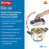 Prestige Svachh Flip-on Stainless Steel Spillage Control Pressure Cooker with Glass Lid, 5 Litre (Silver) 20157