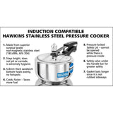 Hawkins Stainless Steel Pressure Cooker 3 (Wide) and 5 litres, Set of 2