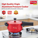 Prestige Deluxe Plus Aluminium Outer Lid Mini Pressure Handi, 3 Litre, Red 10795