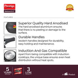 Prestige Deluxe Duo Plus Hard Anodised Pressure Cooker with 1 Glass Lid and 1 Stainless Steel Lid, 3 L (Black)20144
