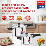 Prestige Tri-Ply Svachh Outer Lid Pressure Cooker Combi Pack 20733