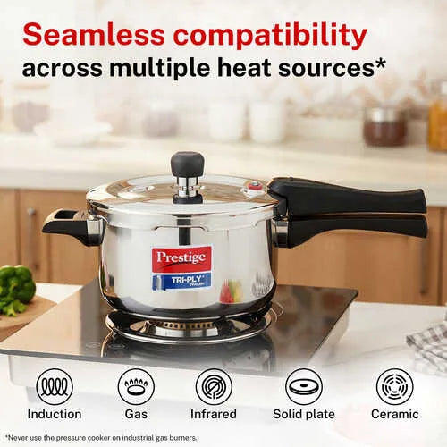 Prestige Tri-Ply Svachh Outer Lid Pressure Cooker Combi Pack 20733