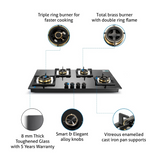 Glen 90 cm 4 Burner Hob Matt Glass