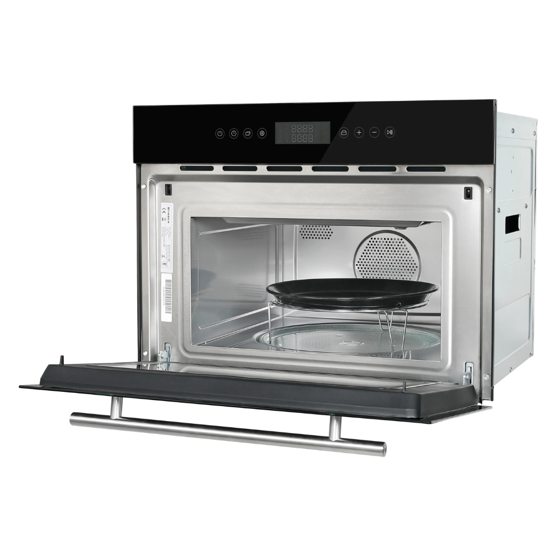 Faber FPM 621 BK 38 liters 60cm Built-In Microwave Oven Grill with Convection Fully Electric Control Black Glass Finish
