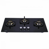 Whirlpool SMART SEAL HYBRID BRASS 753 75 cm 3 Burner Hob Smart Seal Auto Ignition (Battery Operated) Black Toughened Glass 