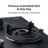 3 Burner Matte Finish Glass Gas Stove with High Flame Brass Burner (CT1038SLCPBLMG)