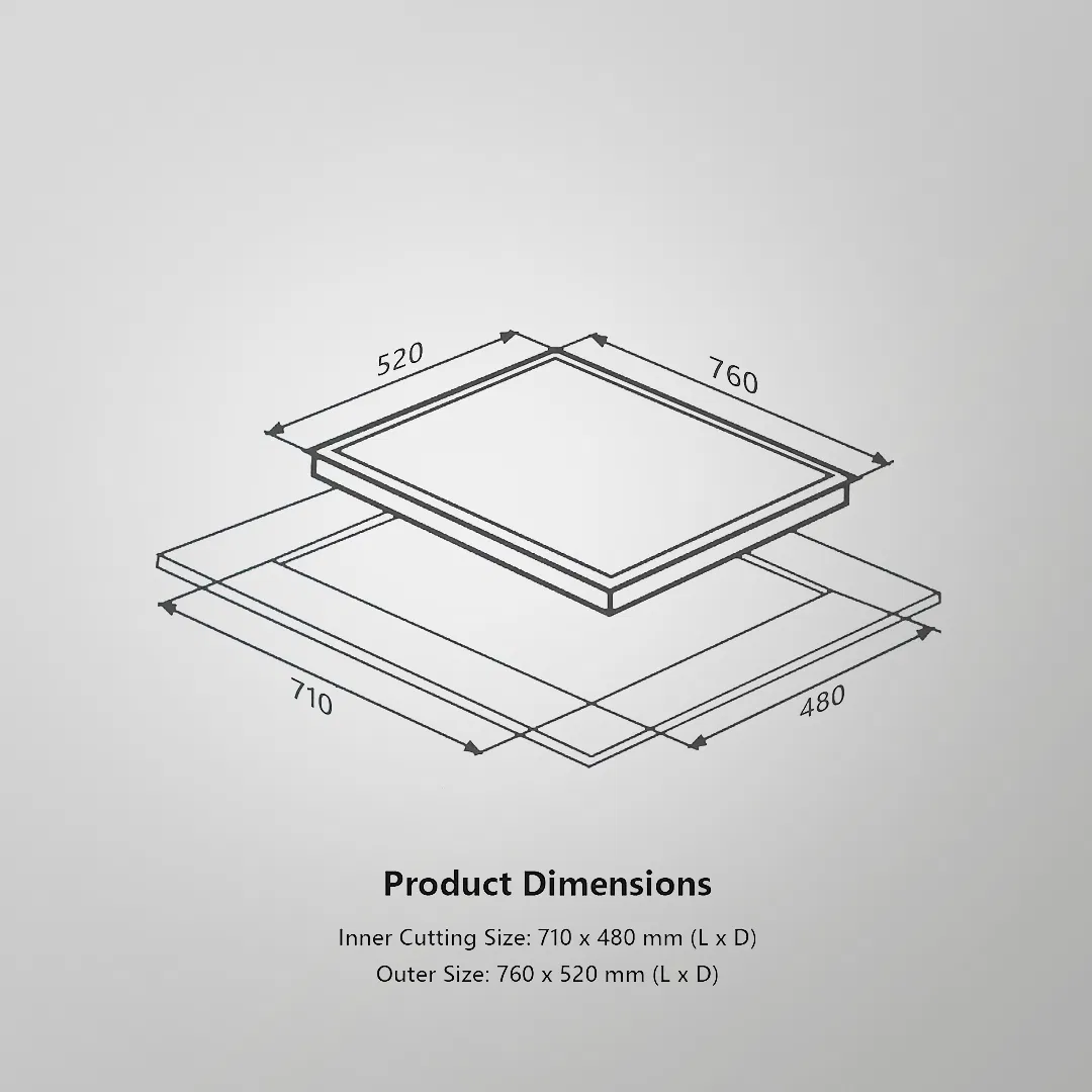 KAFF MFBX 764 Built-in Hob 4 Full Brass Burners Square Drip Tray Auto Ignition