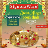 Signoraware Shubh Mangal Pooja Thali (Diya, Agardan, Yachman, Ghanti, Gilasiya) Brass