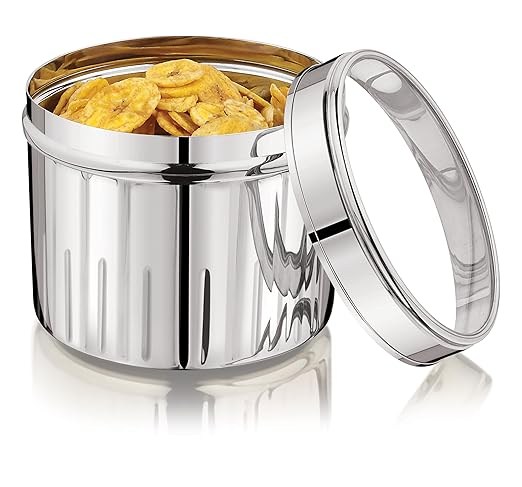 Mukti Stainless Steel Food Storage Jars & Containers|Snacks Dabba|Nasta Box Crystaline See Through Lid|1200ml x 1pc