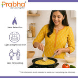 Prabha Black Eisen Cast Iron Dosa Tawa With Steel Handle