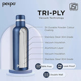 Pexpo Stainless Steel Hot and Cold Vacuum Insulated ISI Certified Flask,500ml, Denim Blue | Double Wall Flask | BPA Free | Office | School | Home | Hiking | Gym