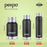 Pexpo Cameo Pro Vacuum Insulated 160ml Stainless Steel Water Bottle - Black Knight| Hot & Cold Upto 4-5 Hours | Leak Proof | Office, School, Gym & Travelling|Men, Women & Kids| RCB Edition