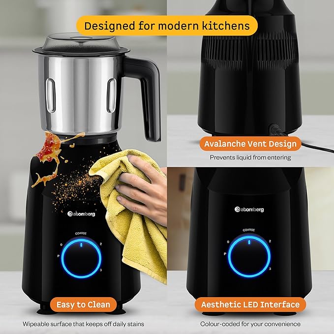 Yulia 750 Watt Mixer Grinder (Gloss Black)