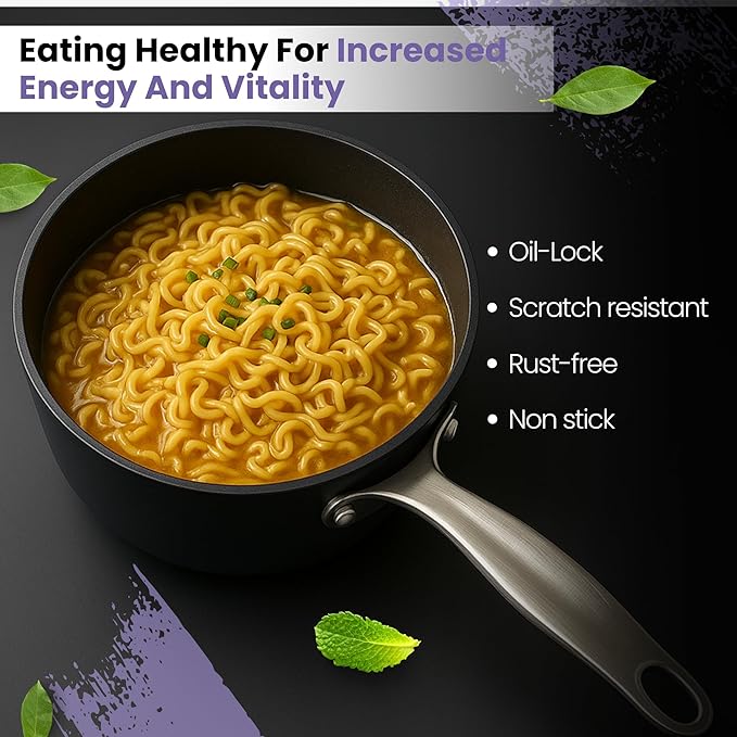 Prabha Black Eisen Cast Iron Saucepan With Steel Handle