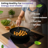 Black Eisen Cast Iron Frypan With Steel Handle 2L, 26cm