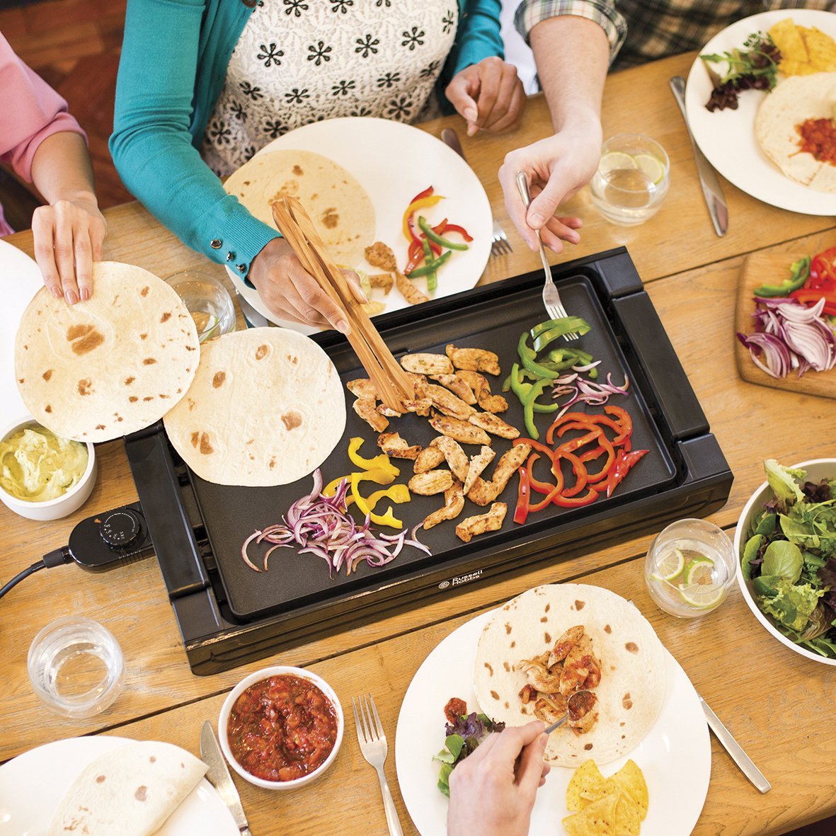 2400W Fiesta Removable Plate Griddle 50cmx26cm| Drip tray, Temperature Control, Dishwasher safe| Electric Grill Tandoor Barbeque BBQ Griller for Grilling Meat, Fish & Vegetables|22550-56