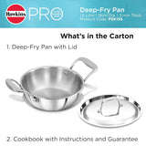Hawkins Pro 1.5 Litre Deep-Fry Pan, Triply Stainless Steel Kadhai with Steel Handles and Steel Lid, Small Kadhai, Silver (PSK15S)