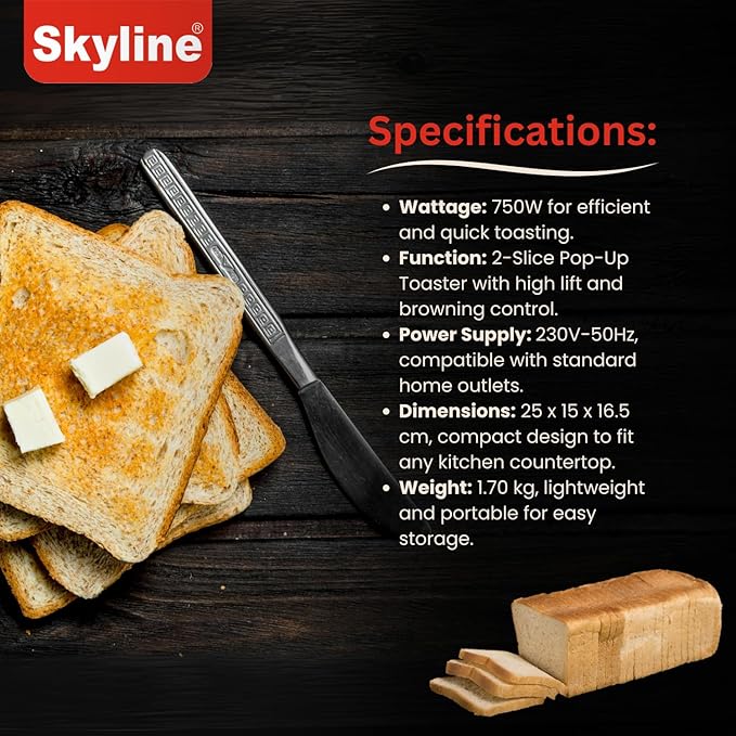 2 Slice Pop-Up Toaster | White VTL-7022
