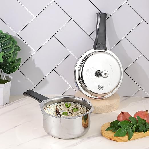 Vinod Platinum Triply Stainless Steel Outer Lid Pressure Cooker with Induction Base - 7 Litre capacity (ISI certified, Silver, Induction and Gas Stove Friendly
