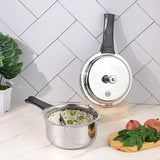 Vinod Platinum Triply Stainless Steel Outer Lid Pressure Cooker with Induction Base - 7 Litre capacity (ISI certified, Silver, Induction and Gas Stove Friendly