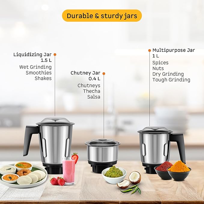 Xiana 750 Watt Mixer Grinder (Peach Blossom)