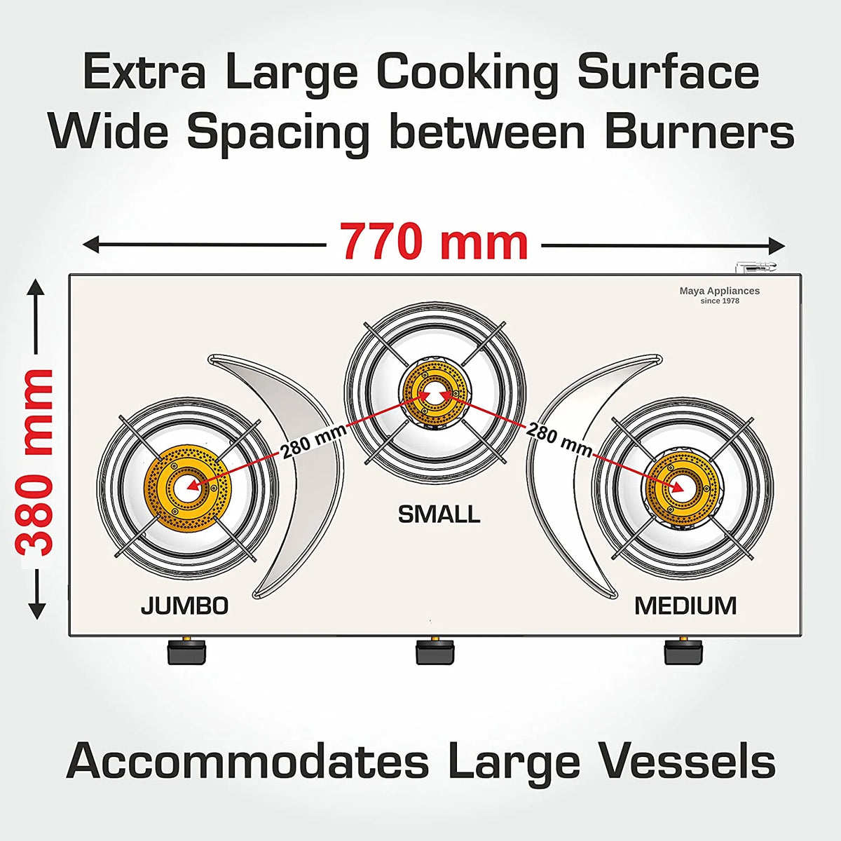 VIDIEM SS SLEEK 3 BURNER GAS STOVE