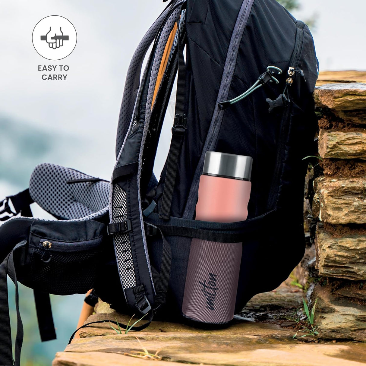 Stream 750 Stainless Steel Water Bottle 760 ml, Single Walled, ISI Certified I Leak Proof Lid, Rust Proof I For School, Office, Gym I Peach