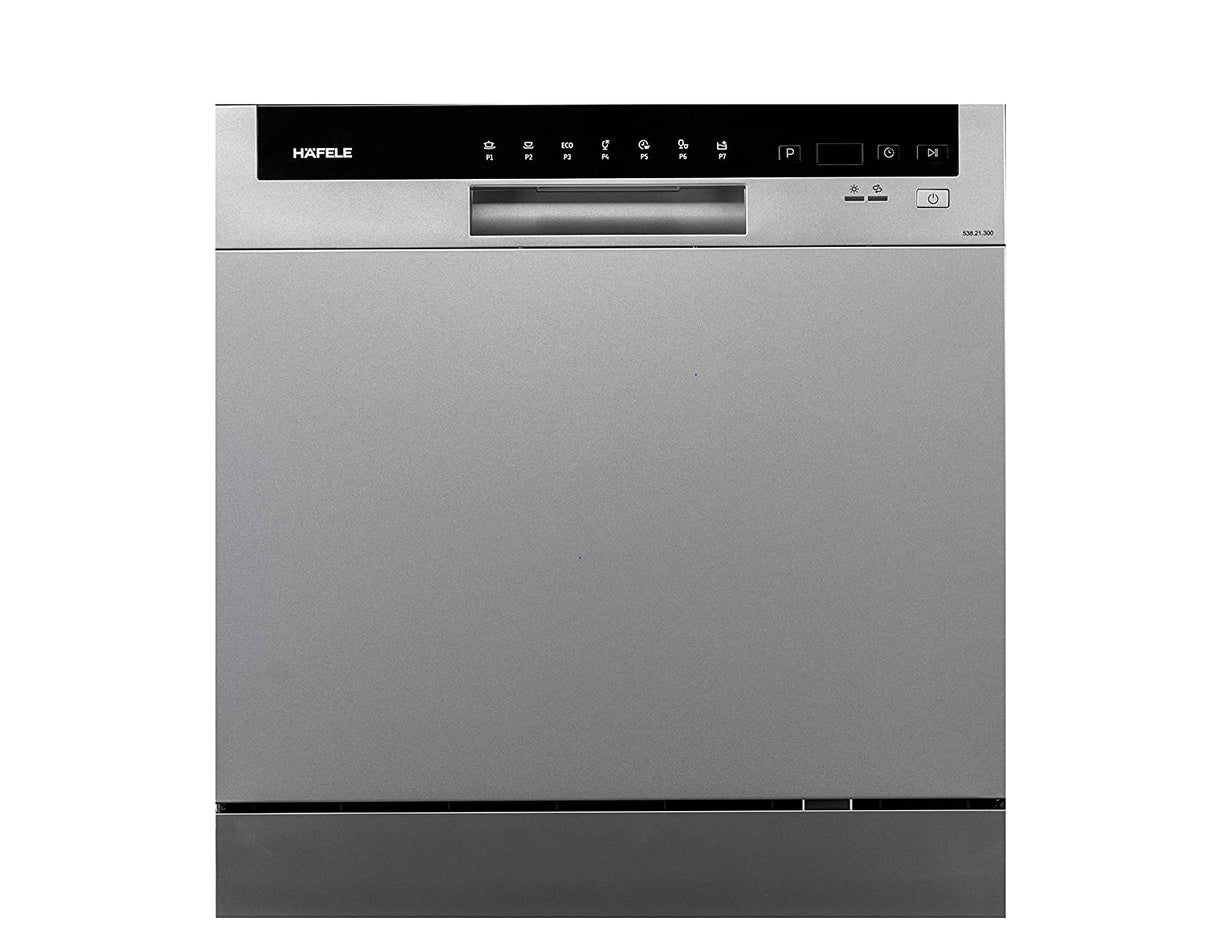 Hafele Aqua Mini Counter top Dishwasher 8 Place Setting, 7 wash programs with 2 rack levels full digital display