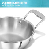 Hawkins Pro 1.5 Litre Deep-Fry Pan, Triply Stainless Steel Kadhai with Steel Handles and Steel Lid, Small Kadhai, Silver (PSK15S)