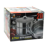 Vinod 3 Tier Steamer with Glass Lid Stainless Steel - 18cm (Induction Friendly)