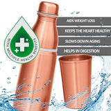 Milton Copper Combo 1000 Bottle with Tumbler, 890 ml,Durable & Rust Proof Tamba Bottle with Glass for Drinking,100% Pure Copper, BPA Free, Leak Proof, Boosts Immunity