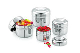 Mukti Premium Stainless Steel Tutti Frutti with Fancy Lid Food Storage Canister,Container,Dabba Set Ideal for Home & Kitchen Pack of 4-200,300,400,600ml