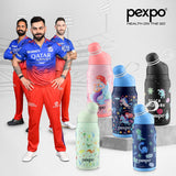 Pexpo Piano 450 - Cute Sipper|Hot & Cold Thermoflask - 420ml, Space Print|Stainless Steel Water Bottle for 6+ Years Kids & Adults|Vacuum Insulated|Portable Handle|Double Wall | School,Gym