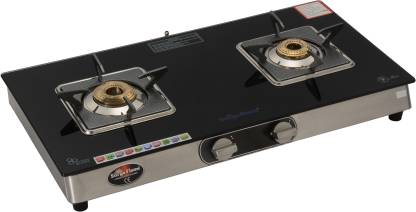 Suryaflame Bello Series 2 Burners Stainless Steel Glass Cooktop ,Auto Ignition Gas Stove