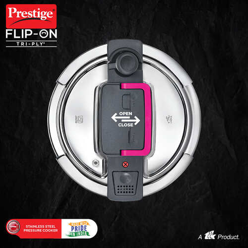 PRESTIGE FLIP-ON TRI-PLY STAINLESS STEEL PRESSURE COOKER 3 L 220m WITH GLASS L|D  20708