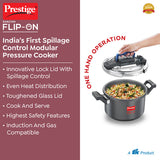 Prestige Svachh Flip-on Hard Anodised Gas and Induction Compatible Pressure Cooker with Glass Lid, 5 Litre (Black) 20161