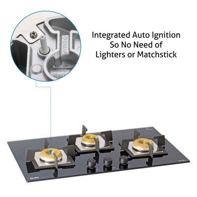 Glen 3 Burner Built-in Glass Hob 1073 SQ INBB FFD (Flame Failure Device)