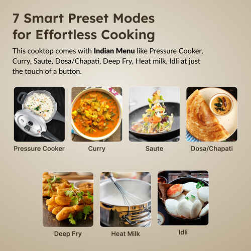 Sleeq 2300W Induction Cooktop with 7 Preset Indian Menus, 4kV Surge Protection & Soft Touch Controls