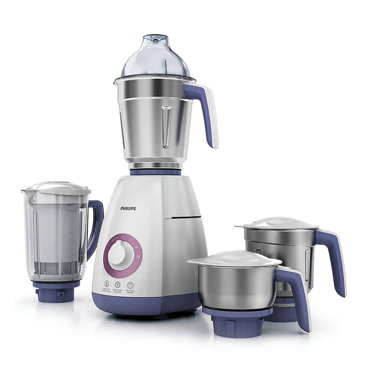 750W Mixer Grinder with 4 Jars & Leakproof Pulp Extractor | HL7701/01 - Powerful Juicing and Grinding for Hard Fruits