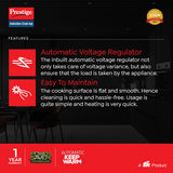 Induction Cook-Top PIC 20 WIZ | 1600W | Automatic Whistle Counter | Timer | Indian Menu Options | Voltage Regulator | Anti-Magnetic Wall