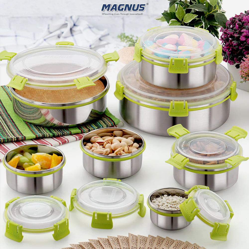 KLIP LOCK Stainless Steel Airtight Leakproof Storage Container – 100ML – Ideal for Kitchen, Lunch Box, Office, and School