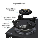 3 Burner Ultra Slim Matte Glass LPG Stove with Forged Brass Burners (CT1037USMG)