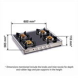 Glen 4 Burner Gas Stove 1042 GT Forged BB Mirror (Auto Ignition)