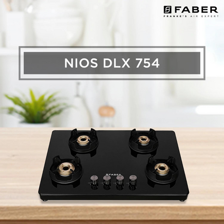 
Faber NiOS DLX 754 BB BK Glass Cooktop with Manual Gas Stove MS POWDER COATED Finish (4 Burners)