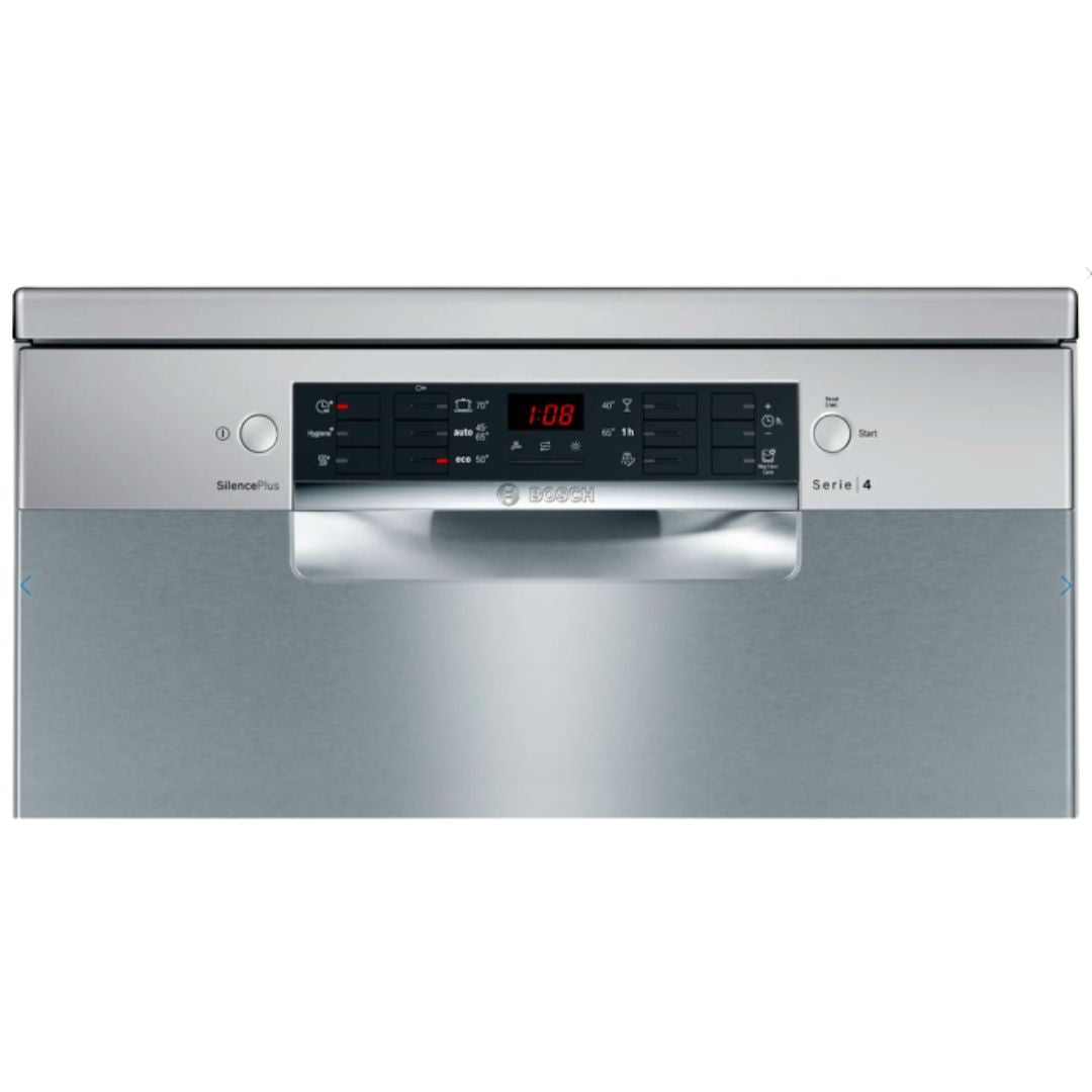 Bosch Series 4 Free-Standing Dishwasher 60 cm Fingerprint Free Stainless Steel 6 Programmes Silver INOX Dishwasher SMS46KI01I 