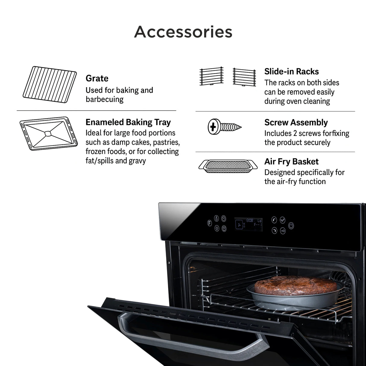 Built-in Air Fryer Oven 45L with Turbo Fan 10 Functions Touch Control (BO-654AFT45)