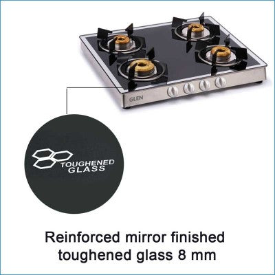 Glen 4 Burner Gas Stove 1042 GT Forged BB Mirror (Non Auto Ignition)